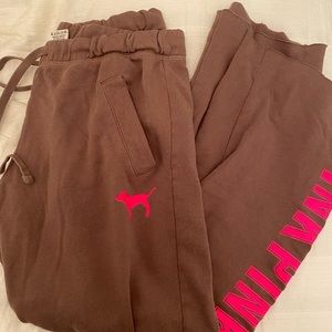 brown PINK boyfriend sweatpants